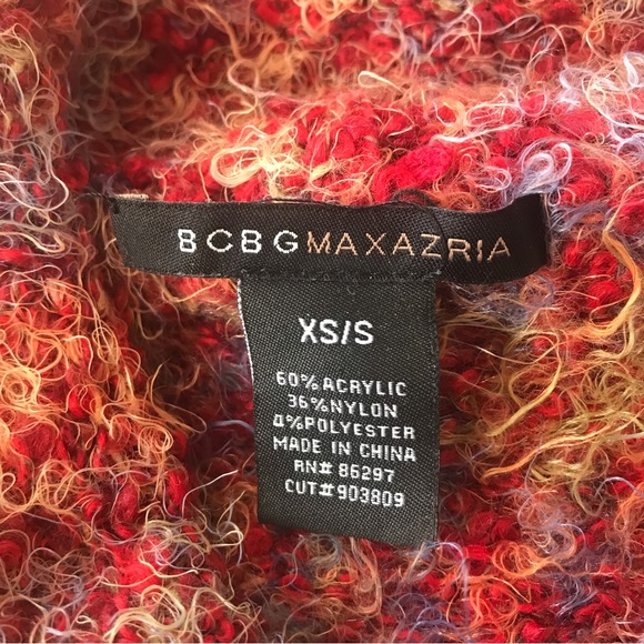 BCBG Fluffy Eyelash Knit Red Dolman Cowl Turtleneck Sweater - Picture 6 of 7